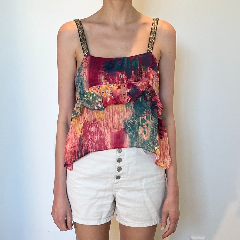 Printed Ruffle Top - Picture 2 of 7